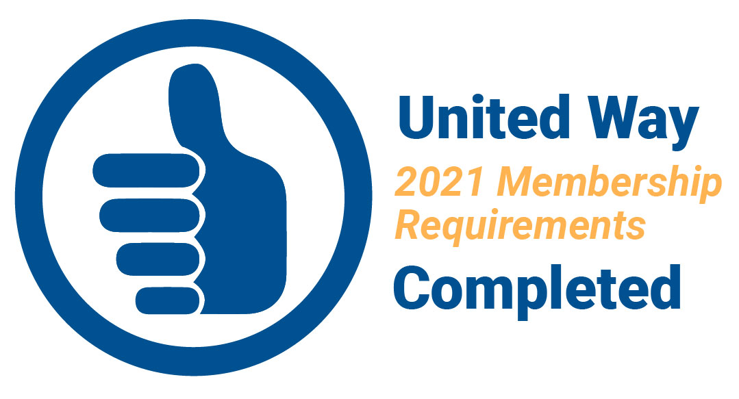 A graphic that explains that United Way of Racine County is a verified 2021 United Way member