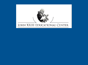 The John XXIII Educational Center logo on a dark blue background.