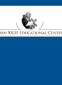 The John XXIII Educational Center logo on a dark blue background.