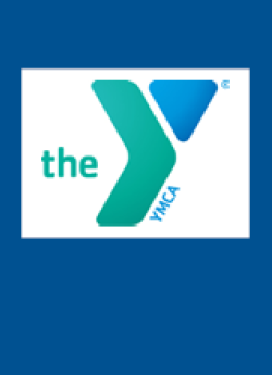 The YMCA logo on a dark blue background.