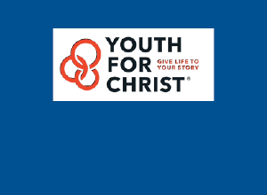 The Youth for Christ logo on a dark blue background, with the tagline, "Give life to your story."