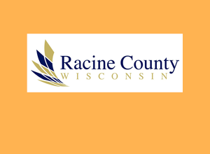The Racine County, Wisconsin logo on a yellow background.