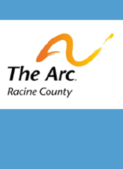The Arc of Racine County's logo on a light blue background.