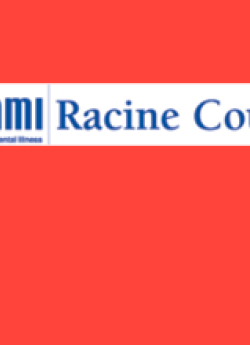 The NAMI Racine County logo on a red background.