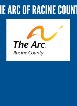 The ARC of Racine County logo on a blue background.